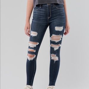 Hollister High Rise Ripped Skinny Jeggings, Curvy 7S